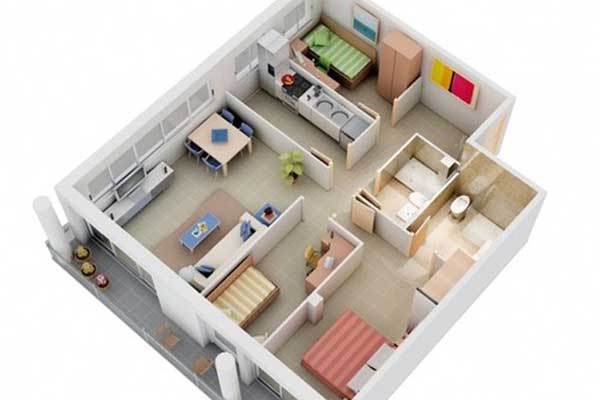 Thiết kế chung cư 3 phòng ngủ tạo nên không gian thư thái